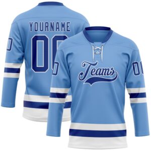 Custom Light Blue Royal White Hockey Lace&hellip;