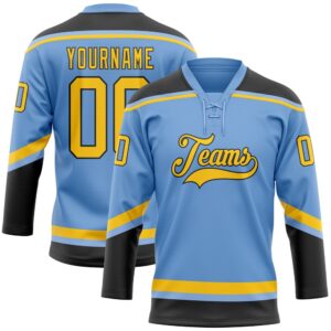 Custom Light Blue Yellow Black Hockey Lace&hellip;