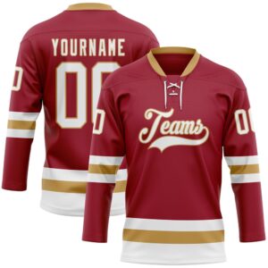 Custom Maroon White Old Gold Hockey Lace&hellip;