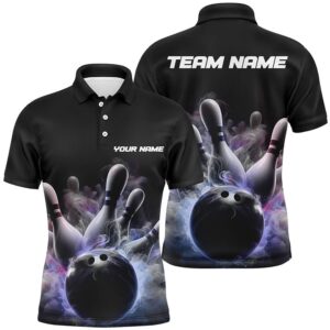Custom Men Bowling Polo Shirts Smoke Bowling&hellip;