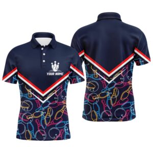 Custom Men Polo Bowling Shirt Navy Blue&hellip;