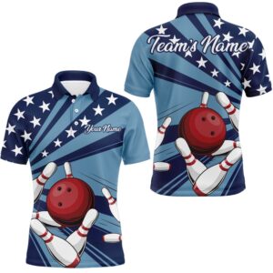 Custom Navy Bowling Polo Shirt For Men&hellip;