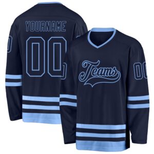 Custom Navy Light Blue Hockey Jersey, New&hellip;