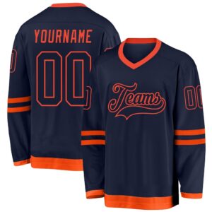 Custom Navy Navy Orange Hockey Jersey, New&hellip;