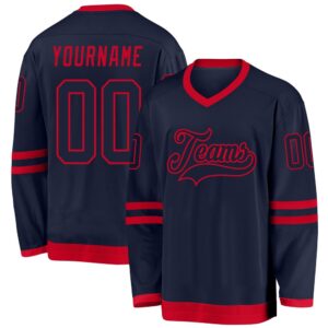 Custom Navy Navy Red Hockey Jersey, New&hellip;