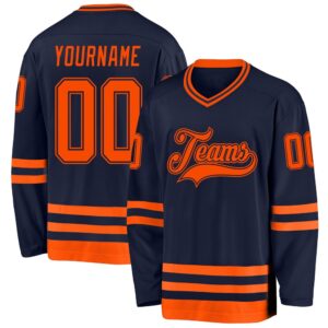 Custom Navy Orange Hockey Jersey, New Hockey&hellip;