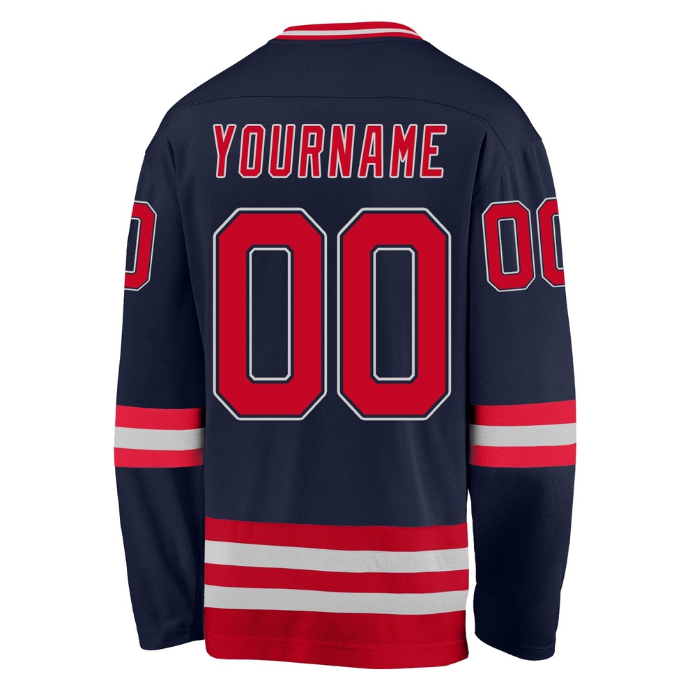 Custom Navy Red Gray Hockey Jersey, New Hockey Jersey, Personali Sport Team Jersey Shirt