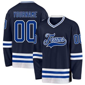 Custom Navy Royal White Hockey Jersey, New&hellip;