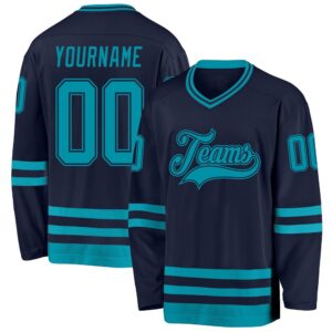 Custom Navy Teal Hockey Jersey, New Hockey&hellip;