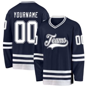 Custom Navy White Hockey Jersey, New Hockey&hellip;