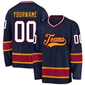 Custom Navy White Maroon Hockey Jersey, New&hellip;