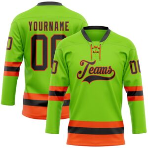 Custom Neon Green Black Orange Hockey Lace&hellip;