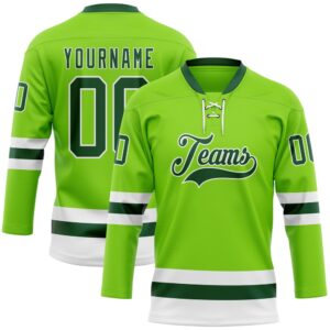 Custom Neon Green Green White Hockey Lace&hellip;