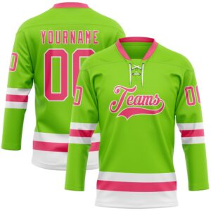 Custom Neon Green Neon Pink White Hockey&hellip;
