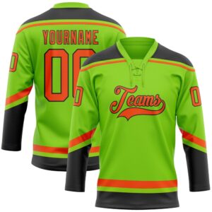 Custom Neon Green Orange Black Hockey Lace&hellip;