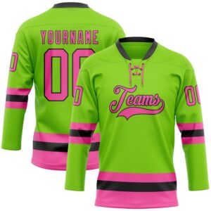 Custom Neon Green Pink Black Hockey Lace&hellip;