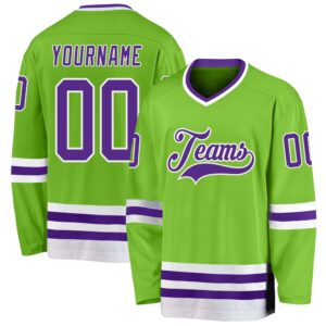 Custom Neon Green Purple White Hockey Jersey,&hellip;