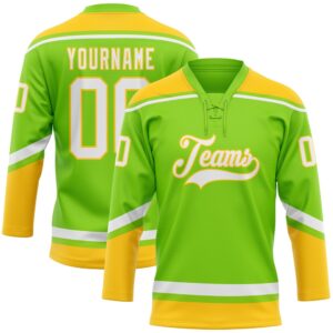 Custom Neon Green White Yellow Hockey Lace&hellip;