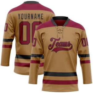 Custom Old Gold Maroon Black Hockey Lace&hellip;