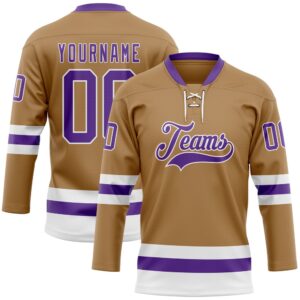 Custom Old Gold Purple White Hockey Lace&hellip;