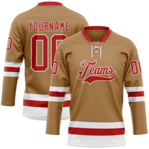 Custom Old Gold Red White Hockey Lace&hellip;