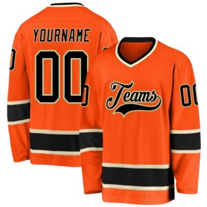 Custom Orange Black Cream Hockey Jersey, New&hellip;