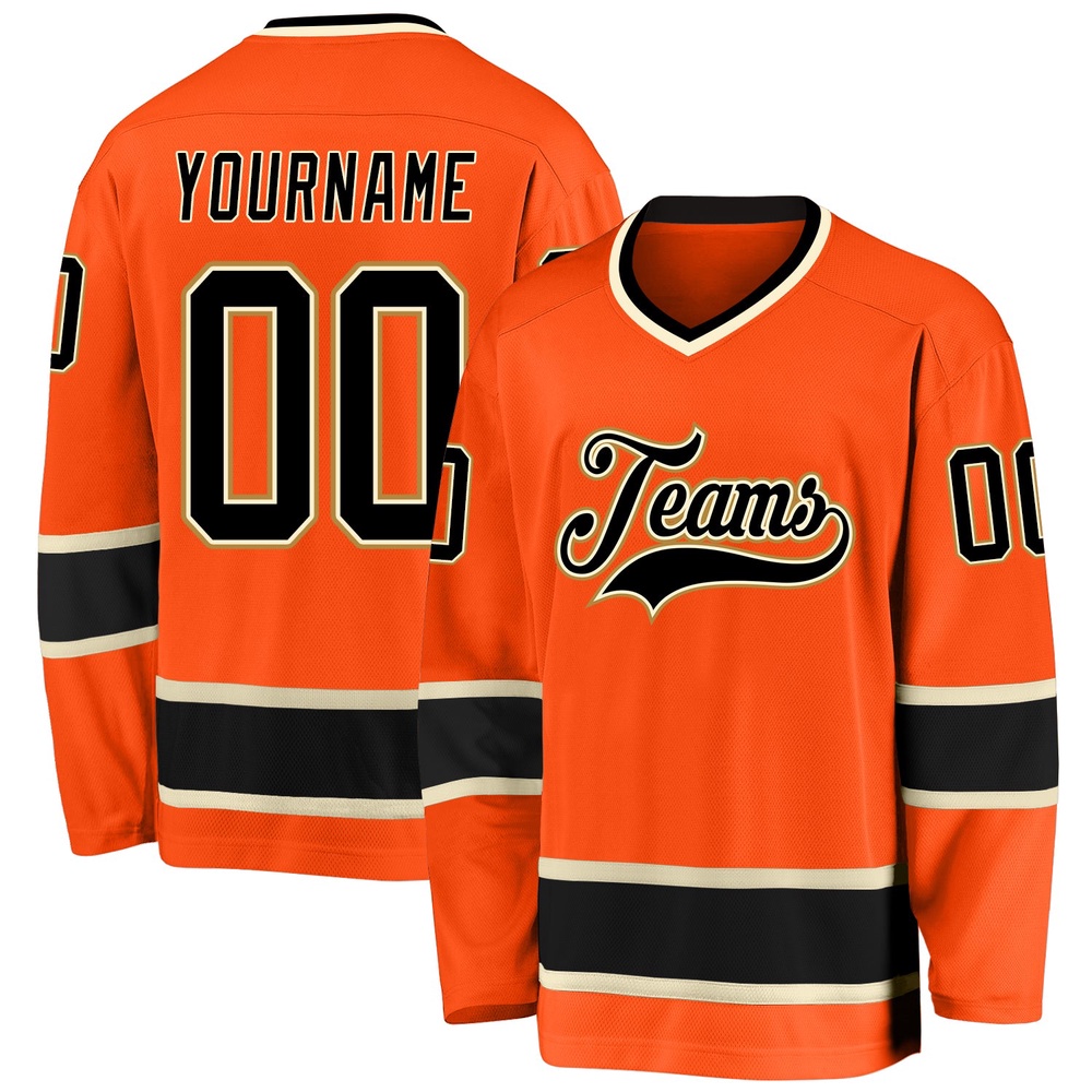 Custom Orange Black Cream Hockey Jersey, New Hockey Jersey, Personali Sport Team Jersey Shirt