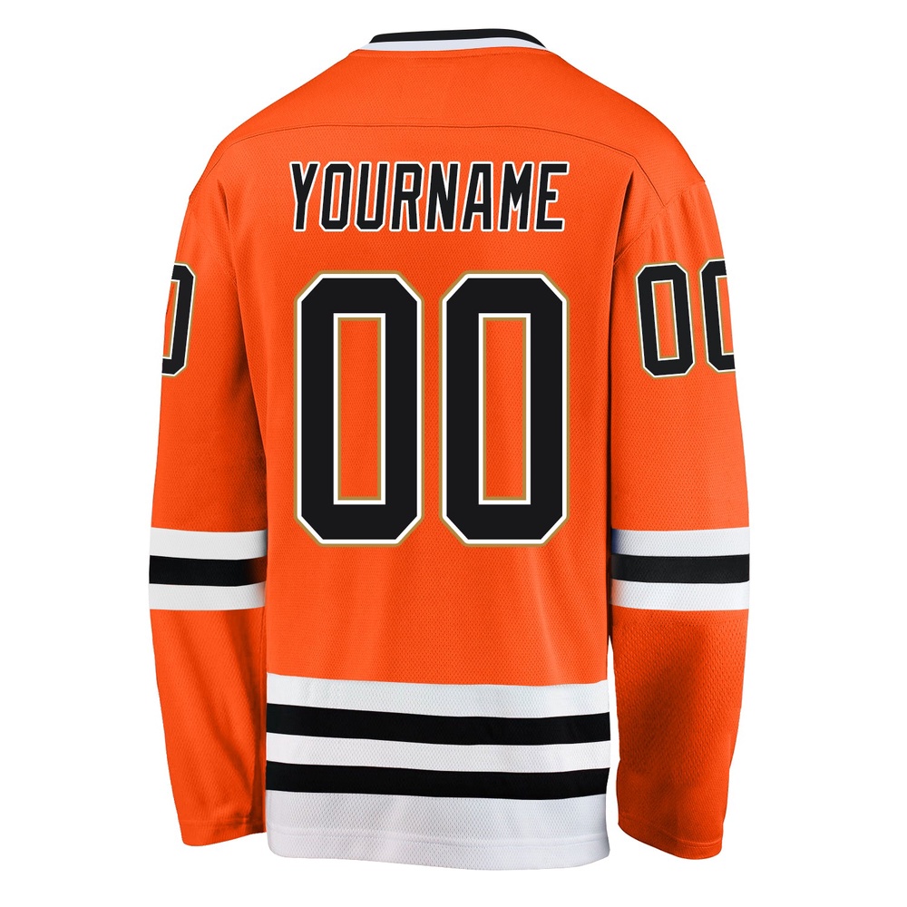 Custom Orange Black Old Gold Hockey Jersey, New Hockey Jersey, Personali Sport Team Jersey Shirt Custom Orange Black Old Gold Hockey Jersey, New Hockey Jersey, Personali Sport Team Jersey Shirt
