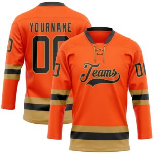 Custom Orange Black Old Gold Hockey Lace&hellip;