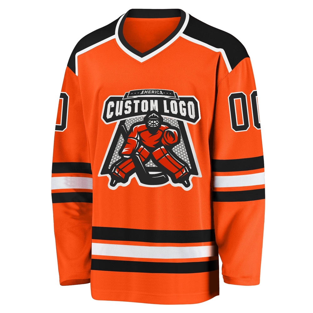 Custom Orange Black White Hockey Jersey, New Hockey Jersey, Personali Sport Team Jersey Shirt