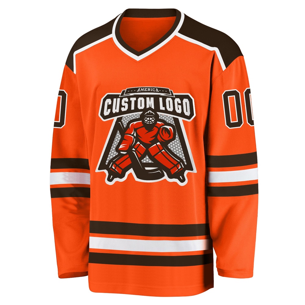 Custom Orange Brown White Hockey Jersey, New Hockey Jersey, Personali Sport Team Jersey Shirt