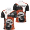Custom Orange Camo Skull Bowling Polo Shirts Men Team Bowling Polo Shirt Bowling League Outfit, Personalized Bowling Team Shirt