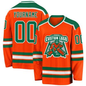 Custom Orange Kelly Green White Hockey Jersey,&hellip;
