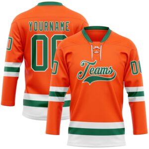 Custom Orange Kelly Green White Hockey Lace&hellip;
