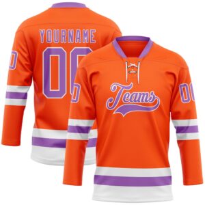 Custom Orange Medium Purple White Hockey Lace&hellip;