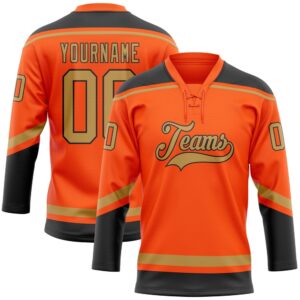 Custom Orange Old Gold Black Hockey Lace&hellip;