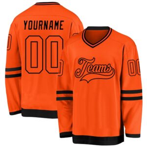 Custom Orange Orange Black Hockey Jersey, New&hellip;