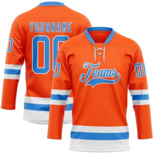 Custom Orange Powder Blue White Hockey Lace&hellip;