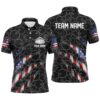 Custom Patriotic Bowling Shirts For Men, American Flag Bowling Uniform Bowlers Outfit Blue, Personalized Bowling Team Shirt