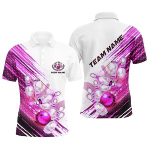 Custom Pink Bowling Polo Shirt For Men,&hellip;