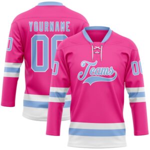 Custom Pink Light Blue White Hockey Lace&hellip;