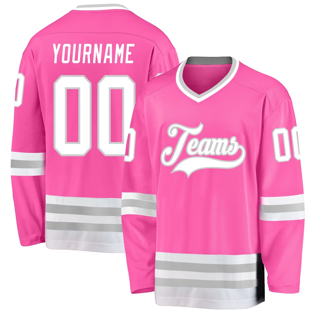 Custom Pink White Gray Hockey Jersey, New Hockey Jersey, Personali Sport Team Jersey Shirt