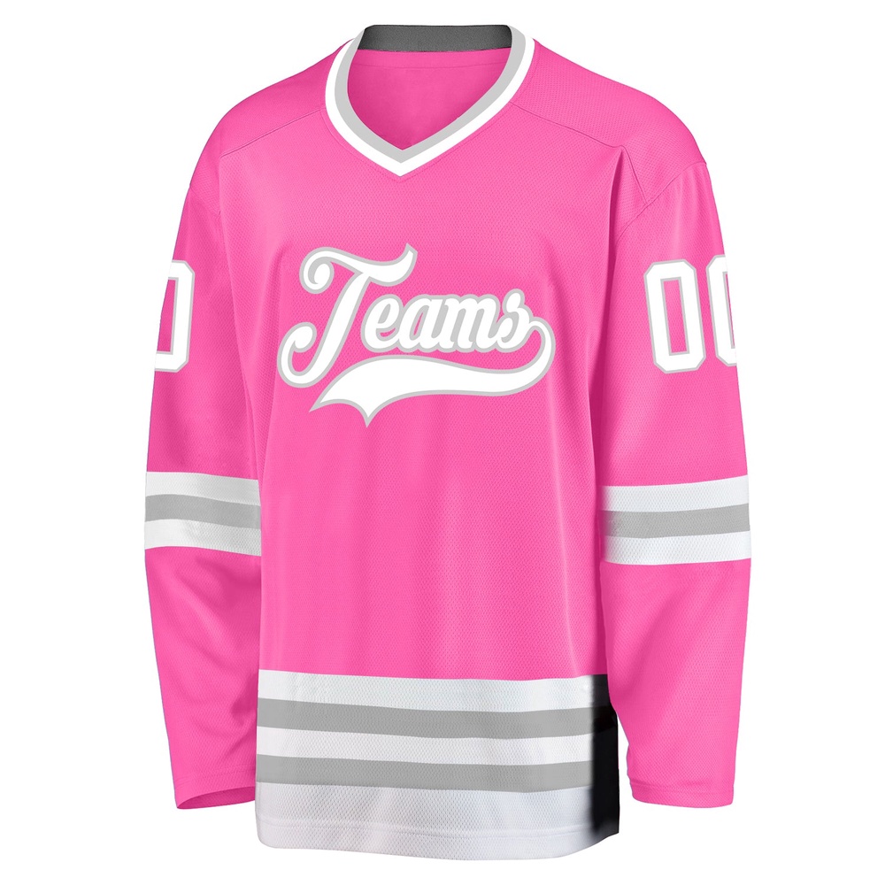 Custom Pink White Gray Hockey Jersey, New Hockey Jersey, Personali Sport Team Jersey Shirt