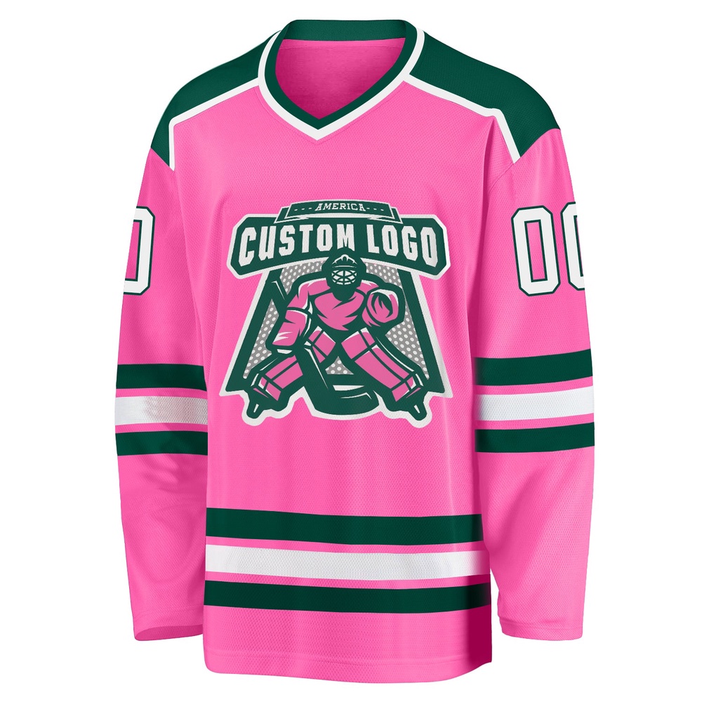 Custom Pink White Green Hockey Jersey, New Hockey Jersey, Personali Sport Team Jersey Shirt