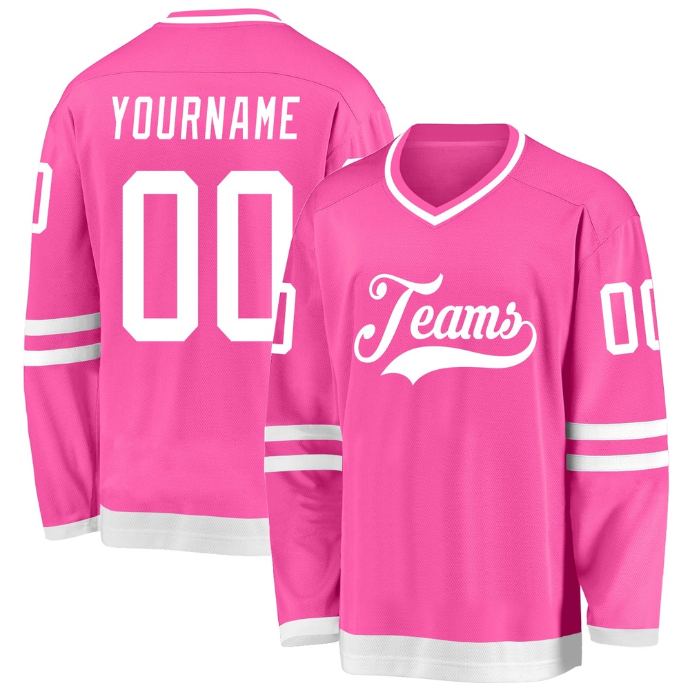 Custom Pink White Hockey Jersey, New Hockey Jersey, Personali Sport Team Jersey Shirt