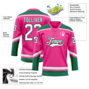 Custom Pink White Kelly Green Hockey Lace Neck Jersey New Hockey Jersey Personali Sport Team Jersey Shirt 3 s6bpnm.jpg