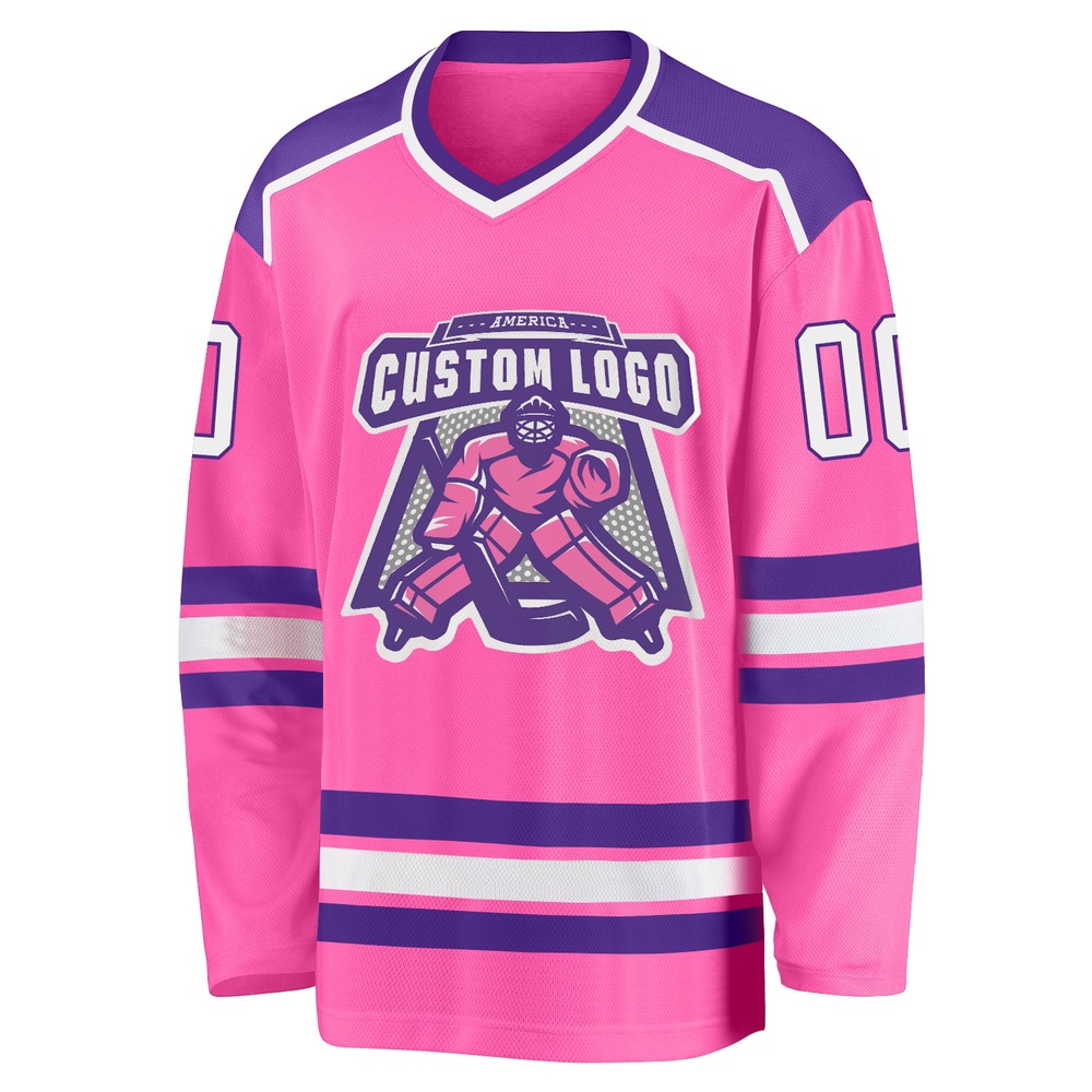 Custom Pink White Purple Hockey Jersey, New Hockey Jersey, Personali Sport Team Jersey Shirt