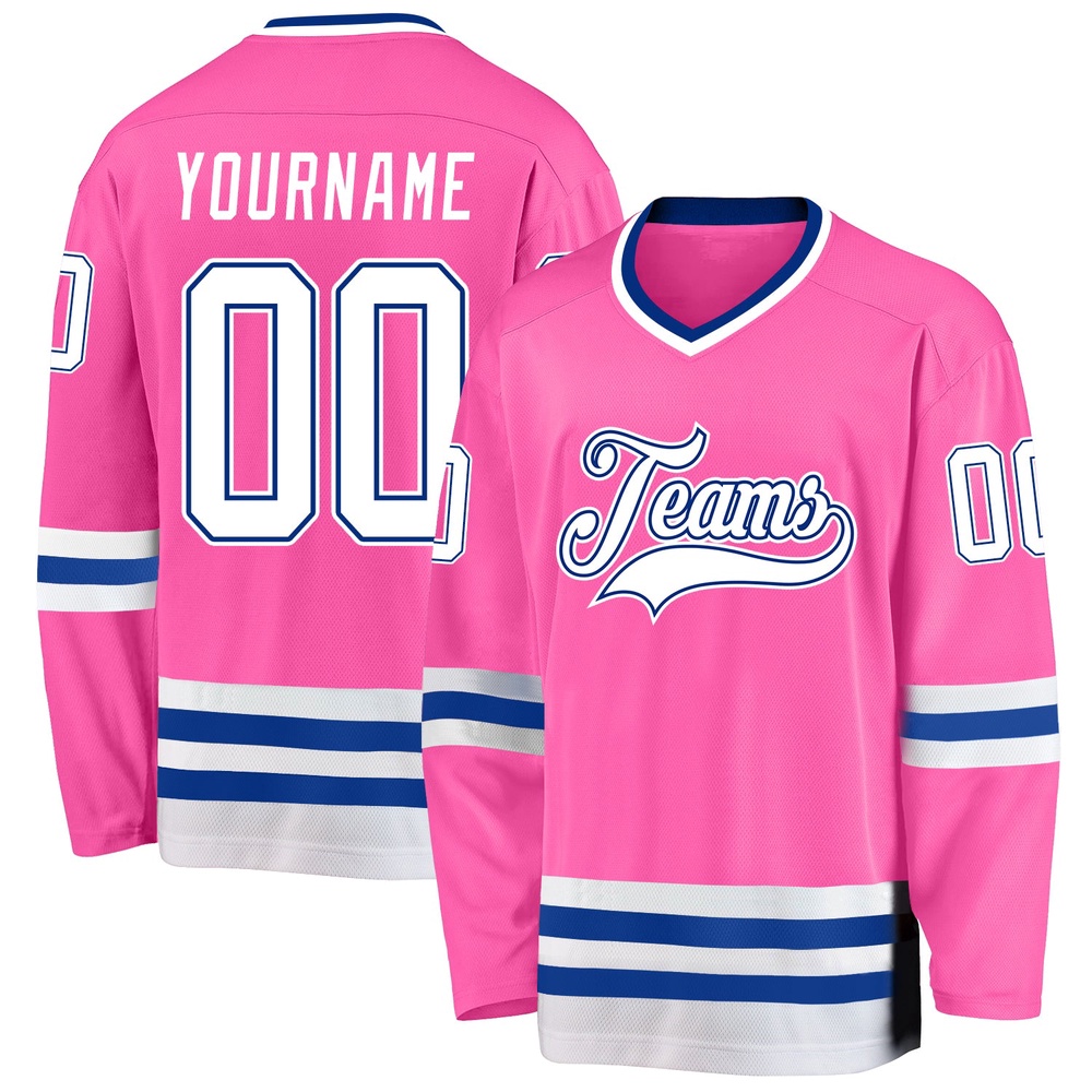 Custom Pink White Royal Hockey Jersey, New Hockey Jersey, Personali Sport Team Jersey Shirt