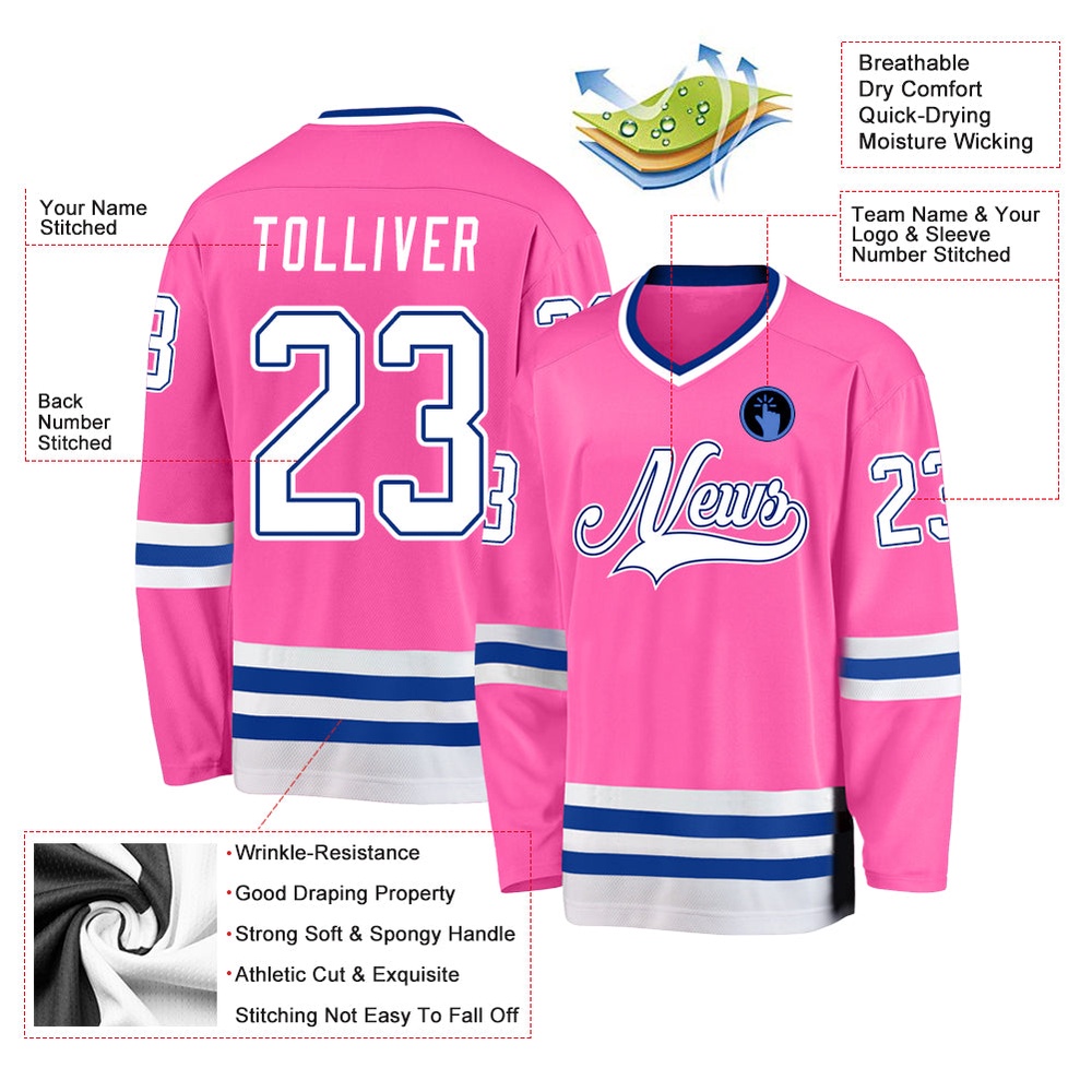 Custom Pink White Royal Hockey Jersey, New Hockey Jersey, Personali Sport Team Jersey Shirt