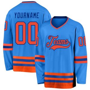 Custom Powder Blue Orange Royal Hockey Jersey,&hellip;